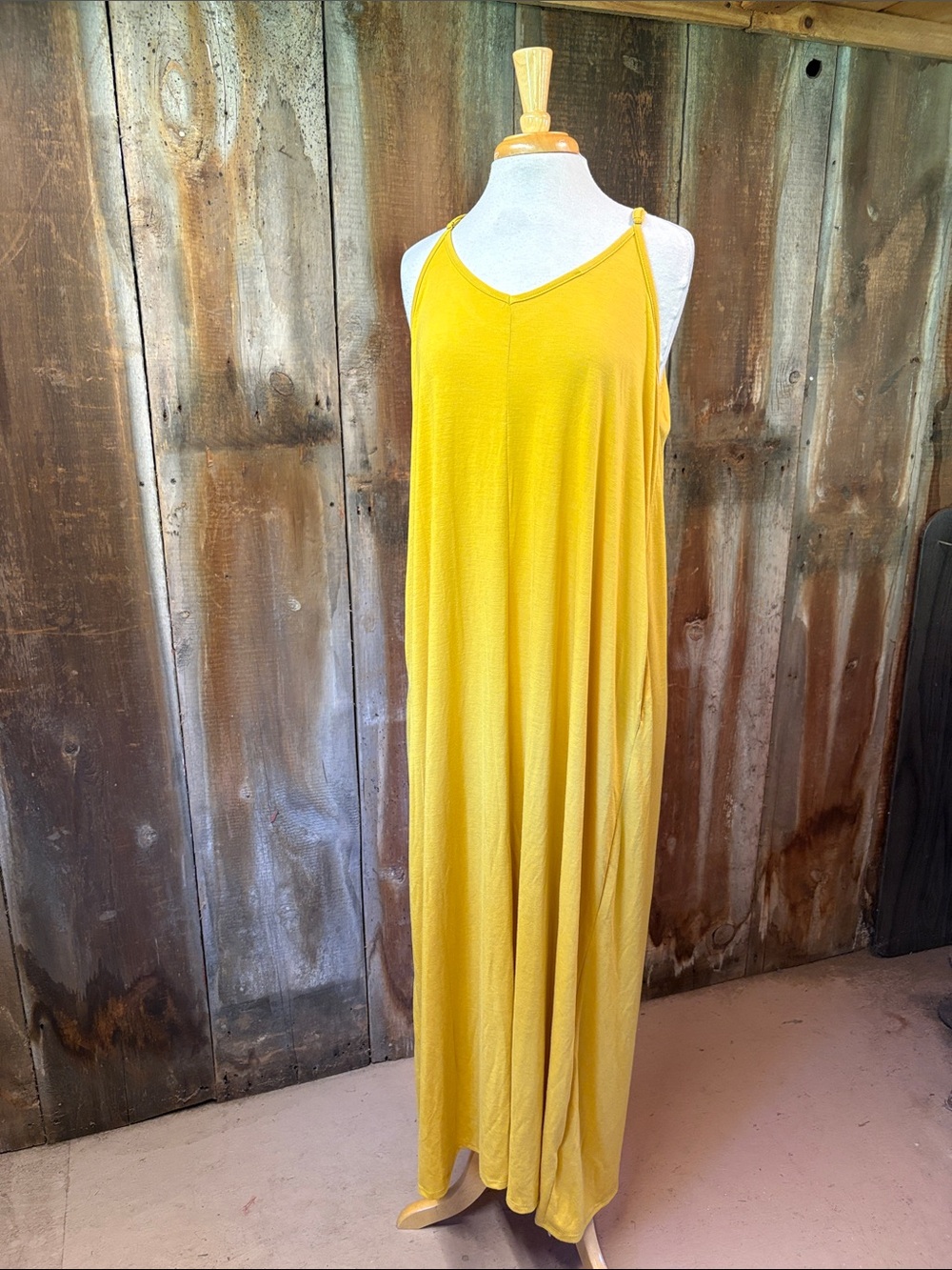 NWT Three Bird Nest Sleeveless Maxi Dress with Pockets Sunflower Yellow XL Boho